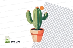 Illustrated cactus in a pot clipart png Product Image 1