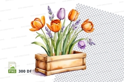 Flower bouquet in wooden box clipart png Product Image 1