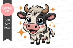 Happy cartoon cow clipart png Product Image 1