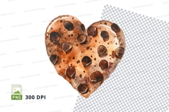 Chocolate chip cookie heart shape clipart png Product Image 1