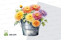 Flower bouquet in metal bucket clipart png Product Image 1