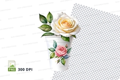 Disposable coffee cup with floral design mockup Product Image 1
