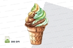 Ice cream cone mockup with green and chocolate swirls Product Image 1