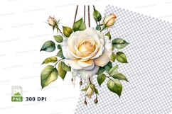 Watercolor rose flower bouquet clipart png Product Image 1