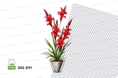 Red flowers in pot clipart png Product Image 1