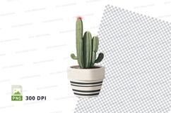 Cactus in striped pot clipart png Product Image 1