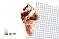 Chocolate swirl ice cream cone clipart png Product Image 1