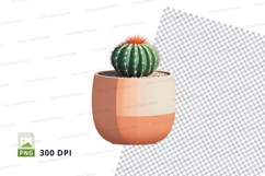 Cactus in two-tone planter clipart png Product Image 1