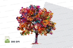 Colorful autumn leaves tree clipart png Product Image 1