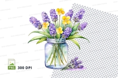 Watercolor bouquet in mason jar mockup Product Image 1
