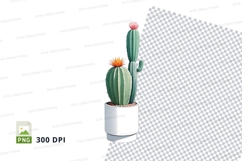 Cactus in white pot clipart png Product Image 1