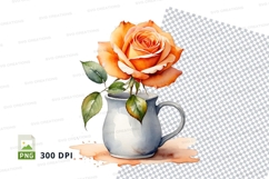 Watercolor rose in vase mug mockup Product Image 1