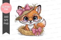 Adorable fox in a hat clipart png Product Image 1