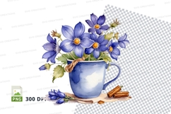 Blue mug mockup with purple flowers Product Image 1