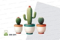 Clipart png of three cacti in pots Product Image 1