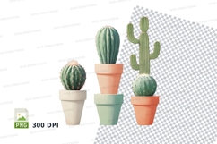 Clipart png of three cacti in pots Product Image 1