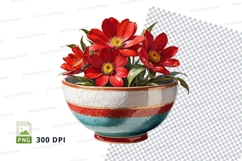 Ceramic bowl with red flowers mockup Product Image 1