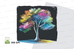 Colorful tree illustration on black background clipart png Product Image 1