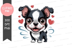 Happy boston terrier puppy with hearts clipart png Product Image 1