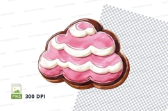 Pink frosted donut with white icing swirls mockup Product Image 1
