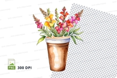 Watercolor flower pot illustration Product Image 1