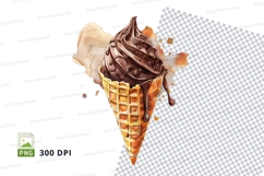 Chocolate ice cream cone clipart png Product Image 1