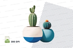 Clipart png of two succulent plants in colorful pots Product Image 1
