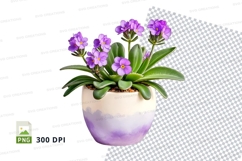 Potted succulent plant with purple flowers mockup Product Image 1
