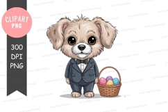 Elegant puppy with easter basket Product Image 1