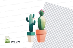 Clipart png of two potted cacti Product Image 1