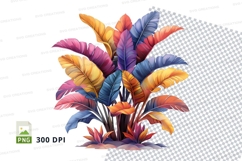 Colorful tropical leaves clipart png Product Image 1