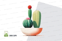 Clipart png of three cacti in a pot Product Image 1