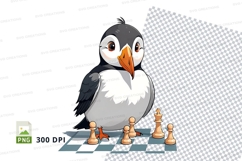Cartoon penguin playing chess clipart png Product Image 1