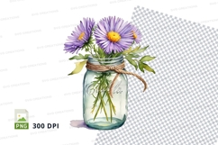 Vintage mason jar with purple flowers mockup Product Image 1