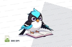 Cartoon owl reading book clipart png Product Image 1