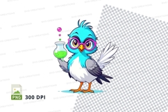 Cartoon bird holding beaker clipart png Product Image 1