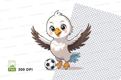 Cartoon bird playing soccer clipart png Product Image 1