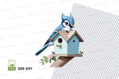 Blue jay birdhouse clipart png Product Image 1