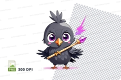 Cartoon bird holding magic wand clipart png Product Image 1