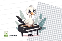 Cartoon duck playing piano clipart png Product Image 1