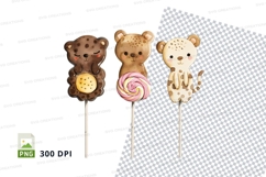 Three bear-themed candy lollipop clipart png Product Image 1