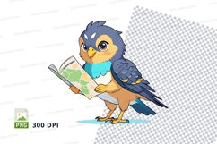 Cartoon owl holding map clipart png Product Image 1