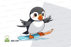 Cartoon penguin snowboarding clipart png Product Image 1