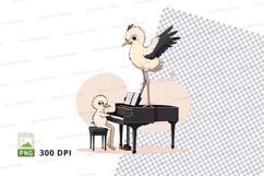 Clipart png of birds playing piano Product Image 1