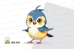 Cartoon blue and yellow bird clipart png Product Image 1