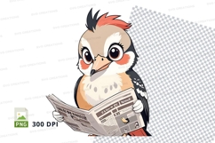 Cartoon bird reading newspaper clipart Product Image 1