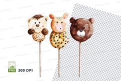 Woodland animal donut pops clipart png Product Image 1