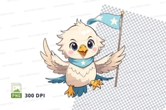 Cartoon bird holding flag clipart png Product Image 1