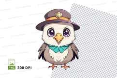 Cartoon owl wearing hat and bow tie clipart png Product Image 1