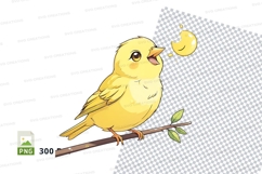 Yellow bird clipart eating apple Product Image 1
